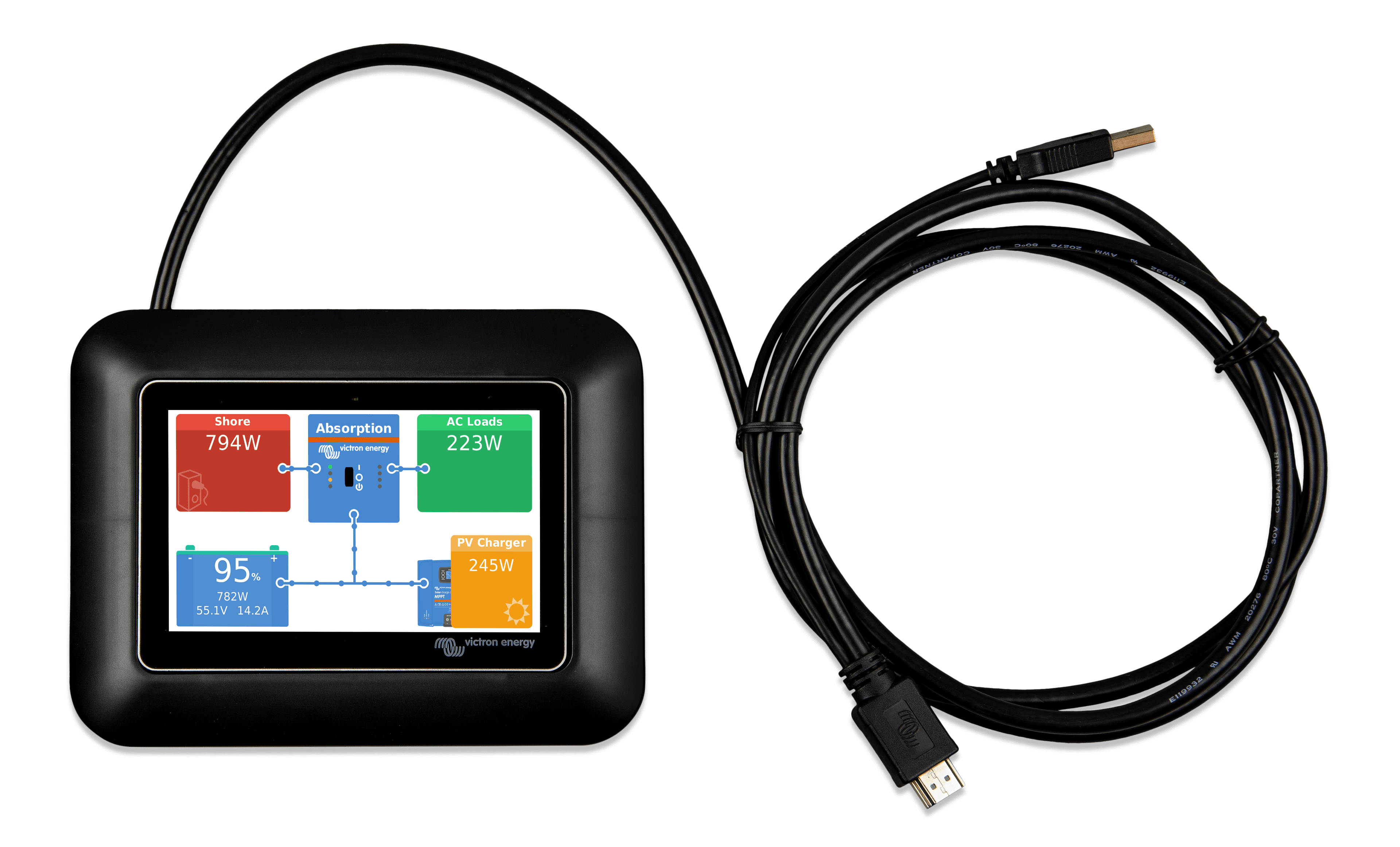 GX Touch adapter for CCGX cut-out (top-cable)nw  thumbnail