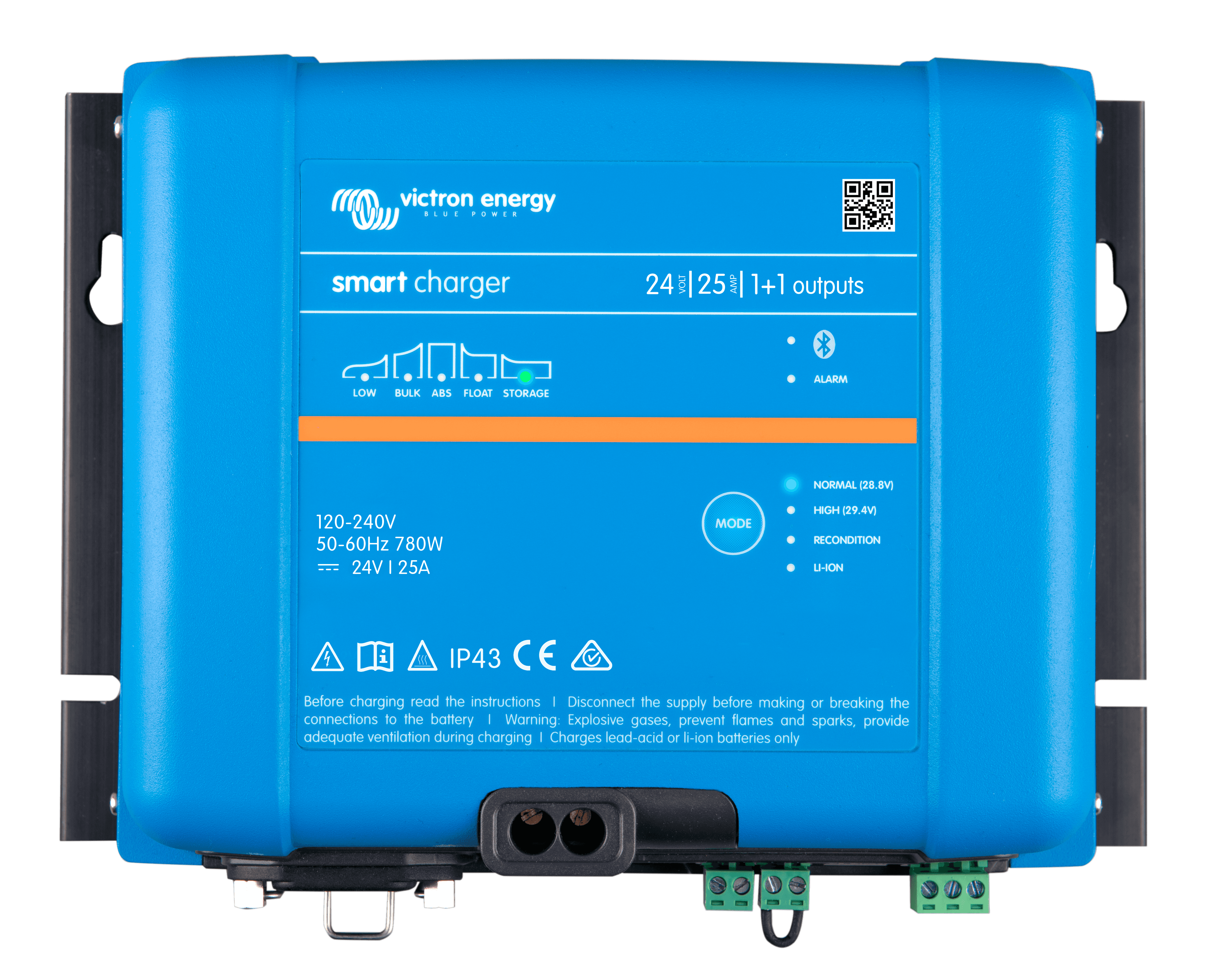 Smart IP43 Charger 24V 25A 1+1 outputs (top)  thumbnail